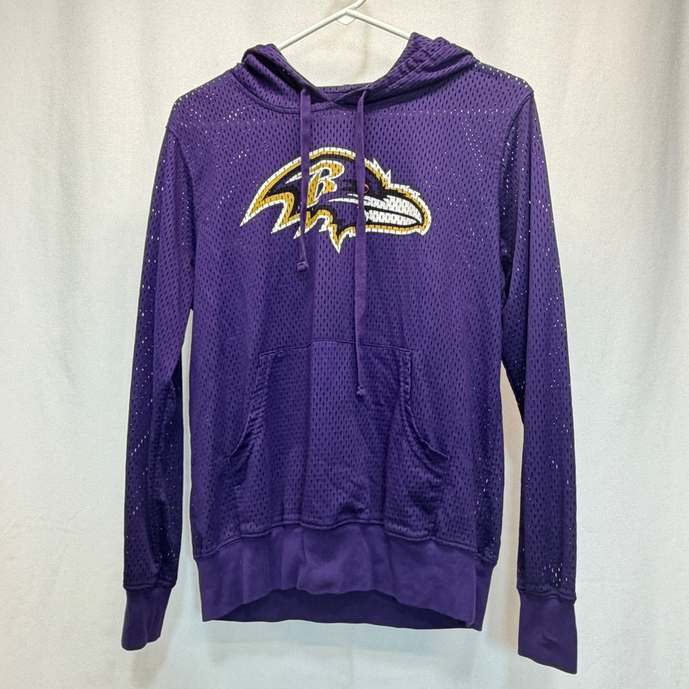 Baltimore Ravens Mesh Jersey Logo NFL Team Apparel Hoodie Womens‎ Large Purple